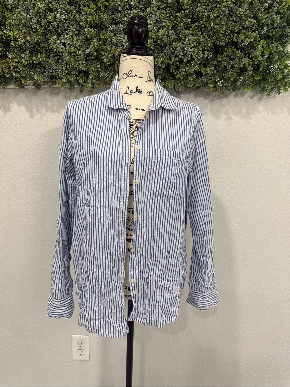 GAP Blue and White Striped Classic Shirt